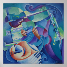 Peinture musicale - Carré en bleu mineur