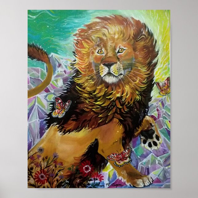 Affiche Peinture mystique en Lion de Cristal "Nouveaux Mon (Devant)