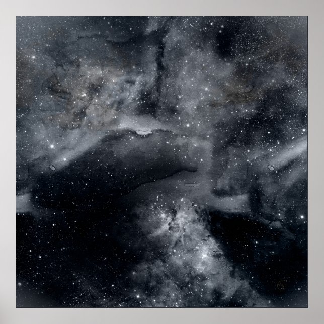 Affiche Peinture Nebula en Galaxie noire blanche (Devant)