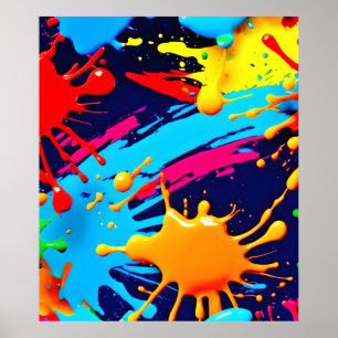 Affiche Peinture néon vive en expression fluide