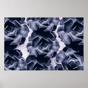 AFFICHE PEINTURE NOIRE ET BLANCHE À FLEURS ABSTRAITES