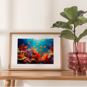Affiche Peinture numérique à l'huile colorée de Coral Reef