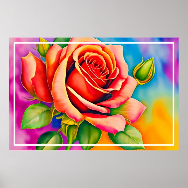 Affiche Peinture numérique à Rose coloré (Devant)