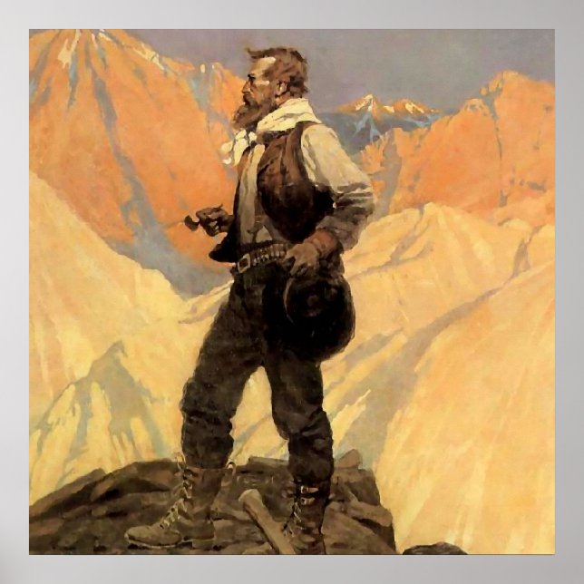 Affiche Peinture occidentale de N C Wyeth «Le Prospecteur» (Devant)