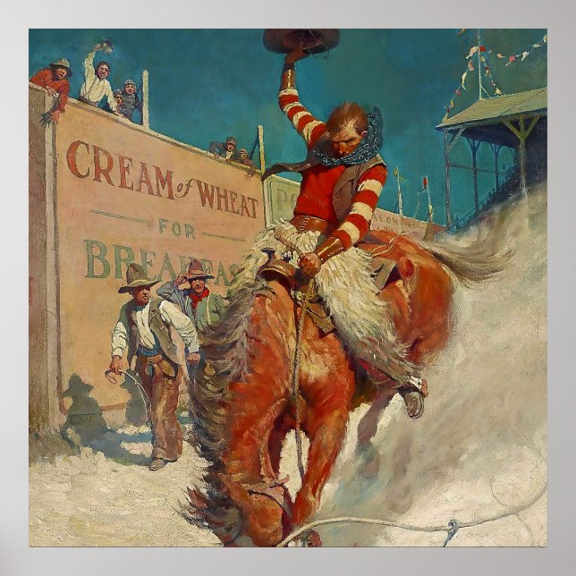 Affiche Peinture occidentale de N C Wyeth «Le Rodéo» (Devant)