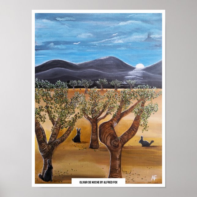Affiche Peinture Olivar de Noche par Alfred Fox (Devant)