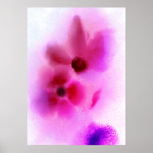 Affiche Peinture Ombre rose violet Twin Flowers