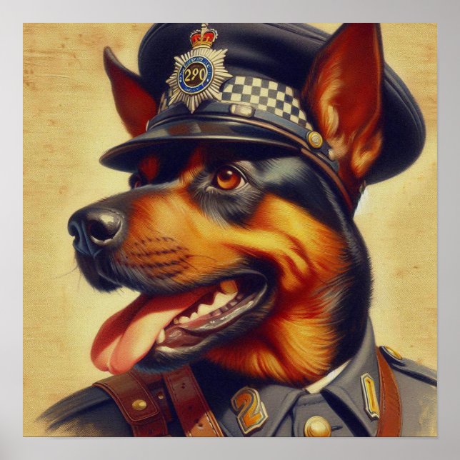 Affiche Peinture par Rottweiler rétro (Devant)