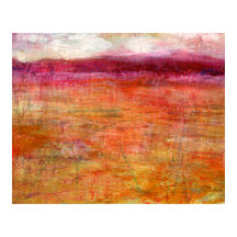 Peinture Paysage Abstraite rose orange