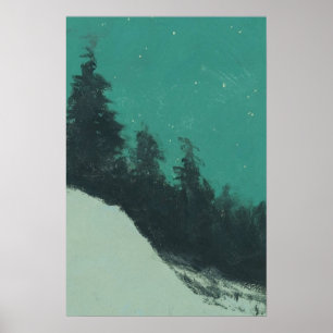 Affiche Peinture paysage de montagne enneigée