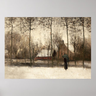 Affiche Peinture paysage neigeux, Mur d'hiver Art