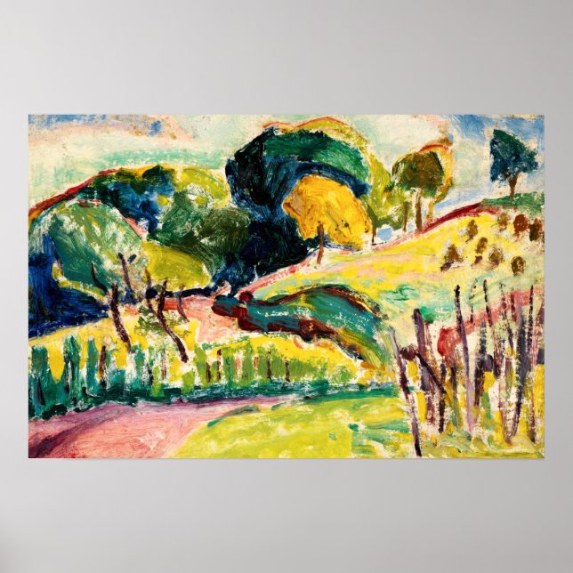 Affiche Peinture paysagère colorée (Devant)