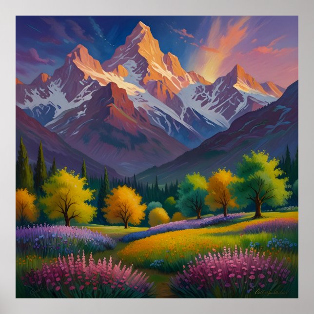 Affiche Peinture paysagère unique (Devant)