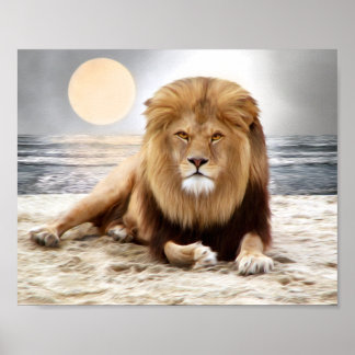 Affiche Peinture photo Lion Ocean
