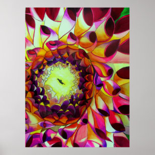 Affiche Peinture pop art de la fleur pourpre Dahlia