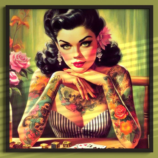 Affiche Peinture Portrait en tatouage (Créateur téléchargé)