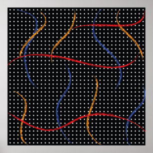 Affiche Peinture Rétro éclaboussée et points