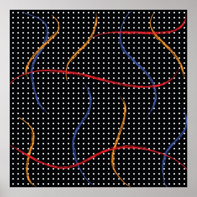 Affiche Peinture Rétro éclaboussée et points (Devant)