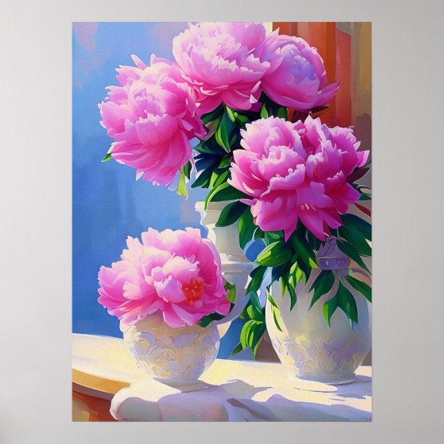Affiche Peinture rose Peony, Peonies Flower Wall Art (Devant)