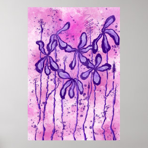 Affiche Peinture rose / violet Splatter & Lys