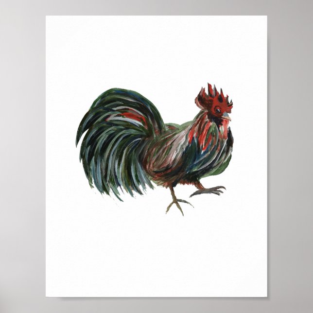 Affiche Peinture rouge Rooster Art Décor Agritouriste Impr (Devant)