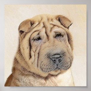 Affiche Peinture Shar Pei - Cute Original Chien Art
