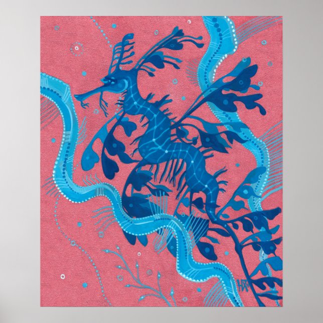 Affiche Peinture sous-marine du poisson hippocampe Dragon  (Devant)