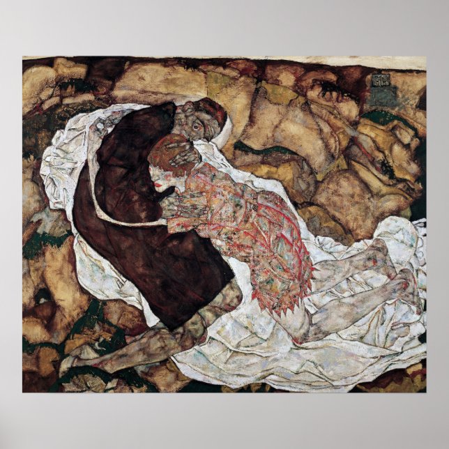 Affiche peinture sur la mort et la fille par Egon Schiele (Devant)