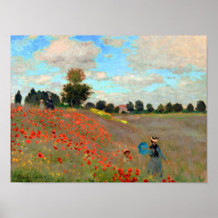 Affiche Peinture sur le champ de pavot par Claude Monet (1