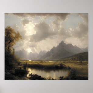 Affiche Peinture sur neige au lac - Art vintage