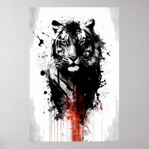 Affiche Peinture sur tigre d'encre