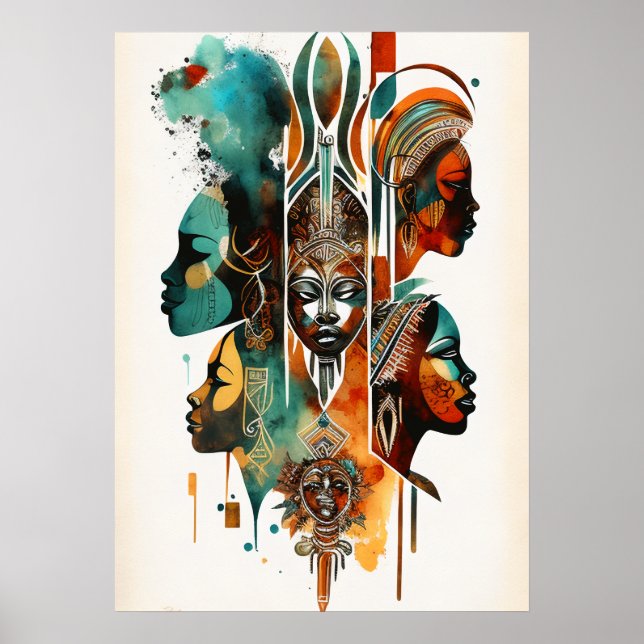 Affiche Peinture Tribale Africaine, Art Contemporain (Devant)