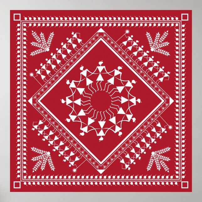 Affiche Peinture tribale indienne. Warli Paintingart, indi (Devant)