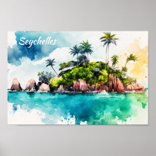 Affiche Peinture tropicale des îles Seychelles