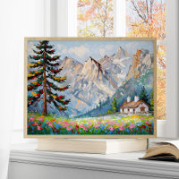 Peinture vibre Montagne Fleur sauvage Art Cabine