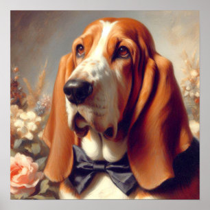 Affiche Peinture vintage à la hache Basset