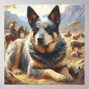 Affiche Peinture vintage australienne de chien de bétail