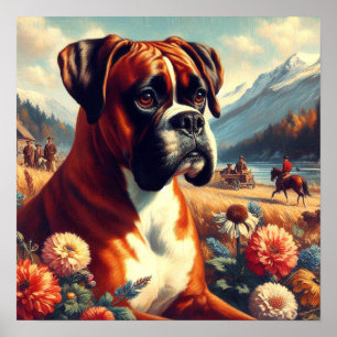 Affiche Peinture vintage de chien de boîte