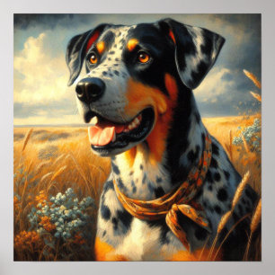 Affiche Peinture vintage de chien léopard Catahoula