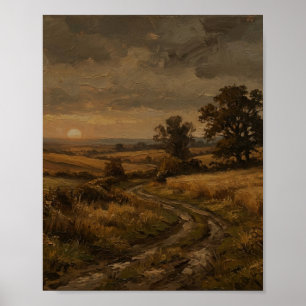 Affiche Peinture vintage de la piste de la ferme de Misty