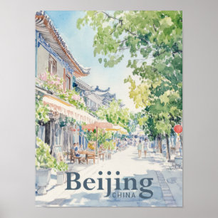 Affiche Pékin Chine Aquarelle Peinture Voyage