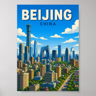 Affiche Pékin Chine Horizon Paysage Urbain Moderne