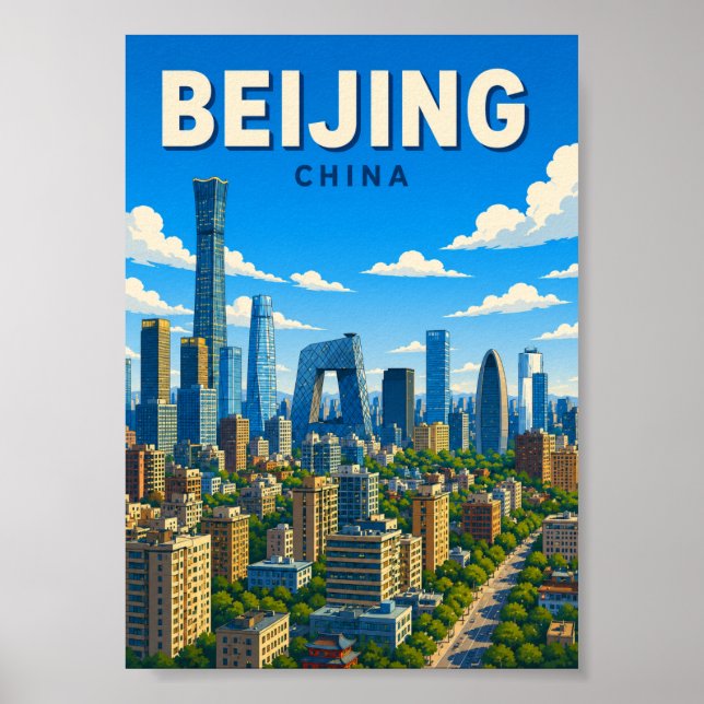 Affiche Pékin Chine Horizon Paysage Urbain Moderne (Devant)