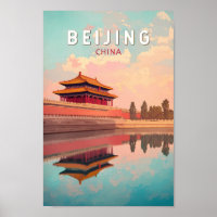 Pékin Chine Illustration Voyage Art Vintage