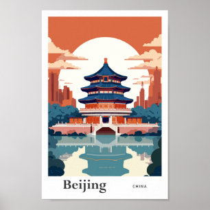 Affiche Pékin Chine Voyage Vintage Illustration