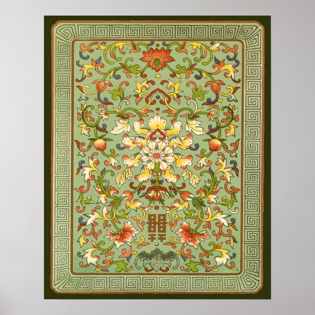 Affiche Pékin floral chinois se lance sur Jade (Devant)