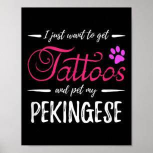 Affiche Pekingese Amoureux des chiens Tattoo Funny Chien M