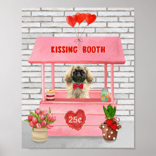 Affiche pekingese Chien Valentine's Day Kissing Booth