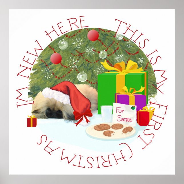 Affiche Pékinois pour son 1er Noël (Devant)