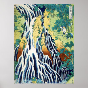 Affiche Pèlerins à la cascade Kirifuri art japonais